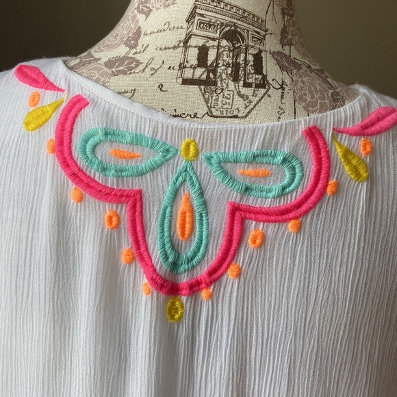 Lilly Pulitzer Ellie Tunic Dress Resort Embroidered Tassels White Neon - Picture 12 of 16